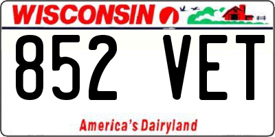 WI license plate 852VET