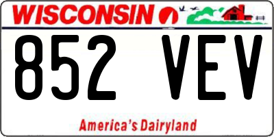 WI license plate 852VEV