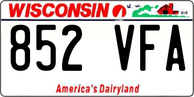 WI license plate 852VFA