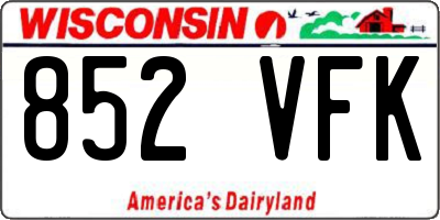 WI license plate 852VFK