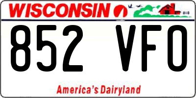 WI license plate 852VFO