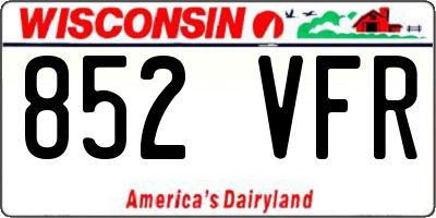 WI license plate 852VFR