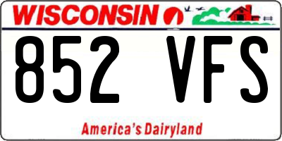 WI license plate 852VFS