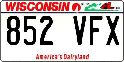WI license plate 852VFX