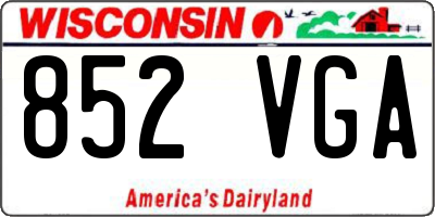 WI license plate 852VGA