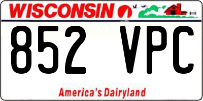 WI license plate 852VPC