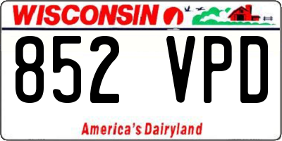 WI license plate 852VPD