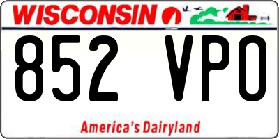 WI license plate 852VPO