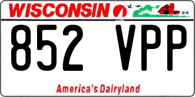 WI license plate 852VPP