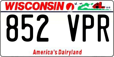 WI license plate 852VPR