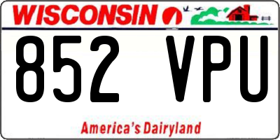 WI license plate 852VPU