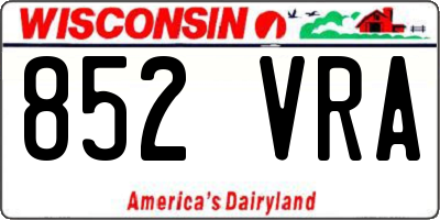 WI license plate 852VRA