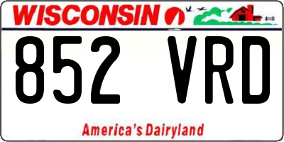 WI license plate 852VRD