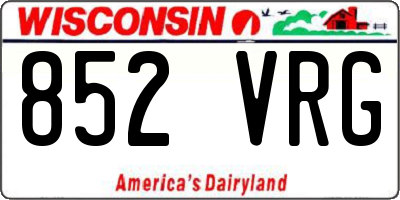 WI license plate 852VRG