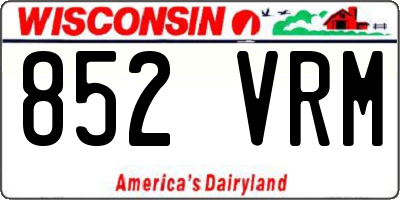 WI license plate 852VRM