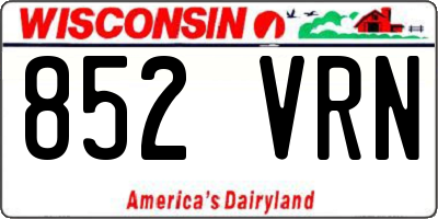 WI license plate 852VRN