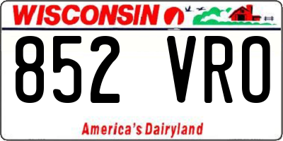 WI license plate 852VRO