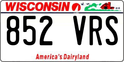 WI license plate 852VRS