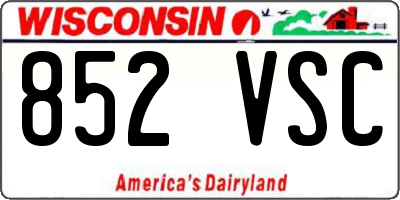 WI license plate 852VSC