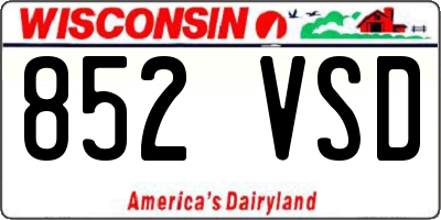 WI license plate 852VSD