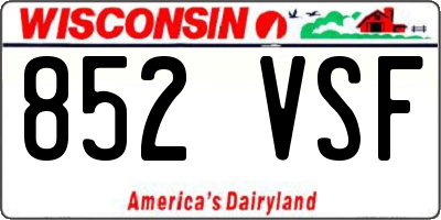 WI license plate 852VSF