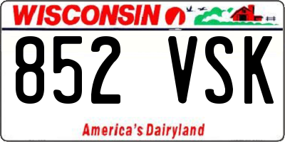WI license plate 852VSK