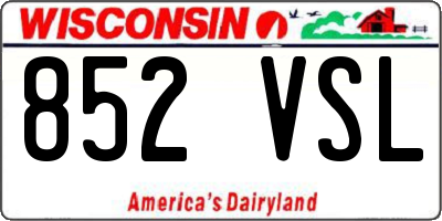 WI license plate 852VSL