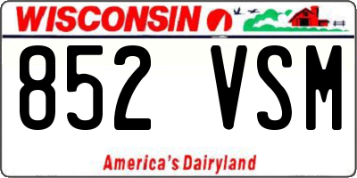 WI license plate 852VSM