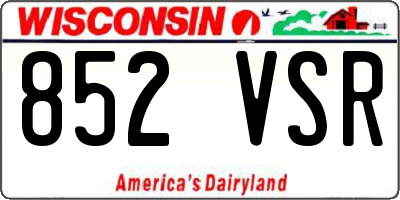 WI license plate 852VSR