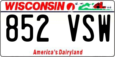 WI license plate 852VSW