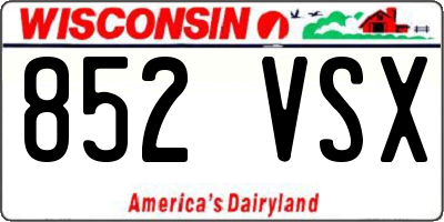 WI license plate 852VSX