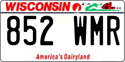 WI license plate 852WMR