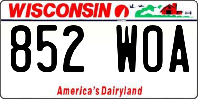 WI license plate 852WOA