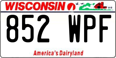 WI license plate 852WPF