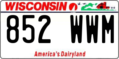 WI license plate 852WWM