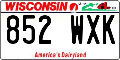 WI license plate 852WXK