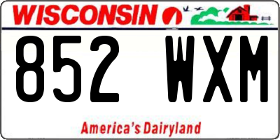 WI license plate 852WXM