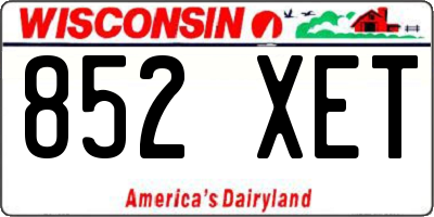 WI license plate 852XET