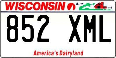WI license plate 852XML