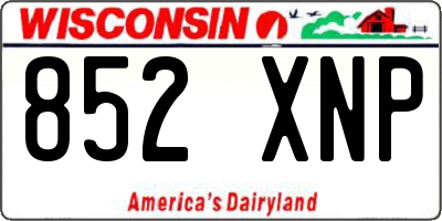 WI license plate 852XNP