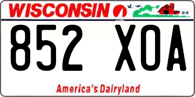 WI license plate 852XOA
