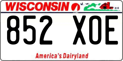 WI license plate 852XOE