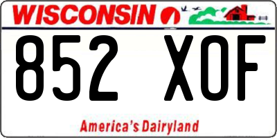 WI license plate 852XOF