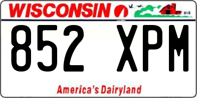 WI license plate 852XPM