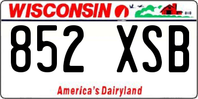 WI license plate 852XSB