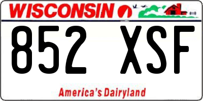 WI license plate 852XSF