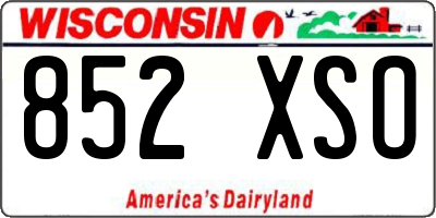 WI license plate 852XSO