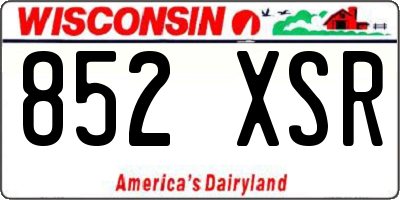 WI license plate 852XSR