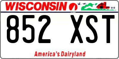 WI license plate 852XST