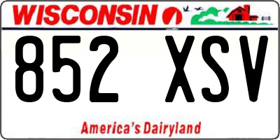 WI license plate 852XSV